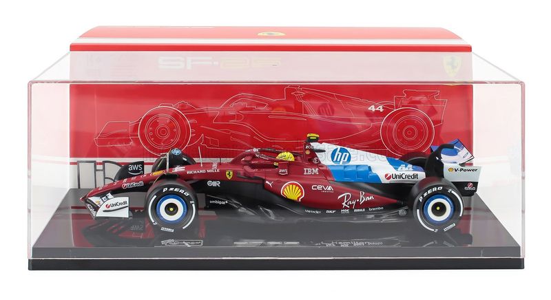 1:18 Bburago - Ferrari F1 SF-25 Team Scuderia Ferrai HP #44 Miami GP 2025 l. Hamilton *Mit Vitrine*