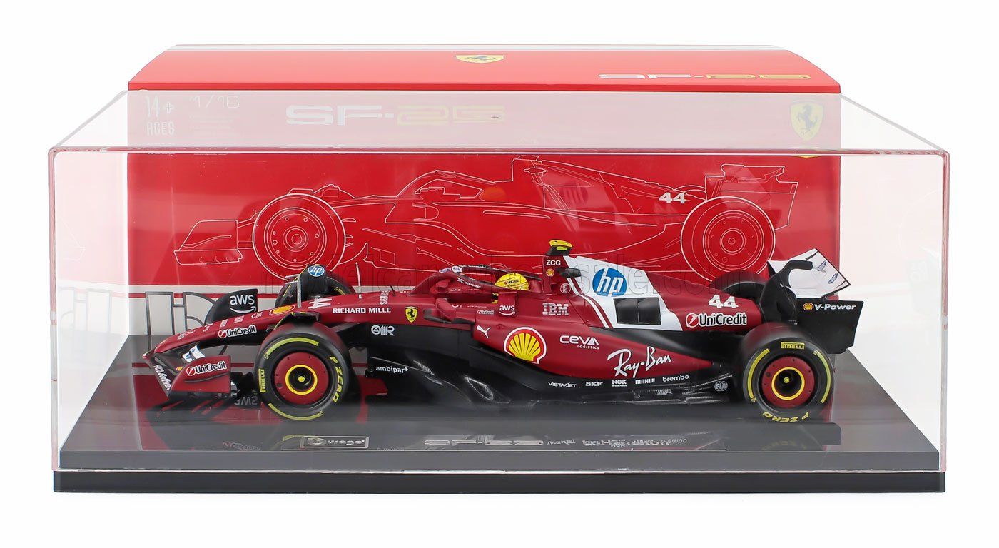 1:18 Bburago - Ferrari F1 SF-25 Team Scuderia Ferrai HP #44 Season 2025 L. Hamilton *Mit Vitrine*