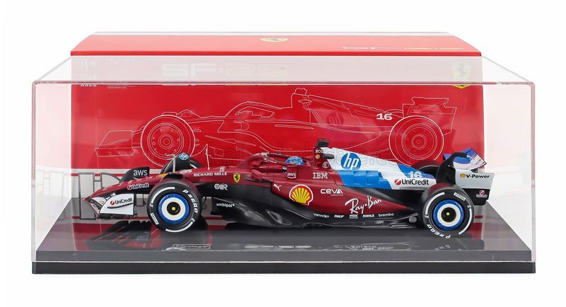 1:18 Bburago - Ferrari F1 SF-25 Team Scuderia Ferrai HP #16 Miami GP 2025 C. Leclerc *Mit Vitrine*