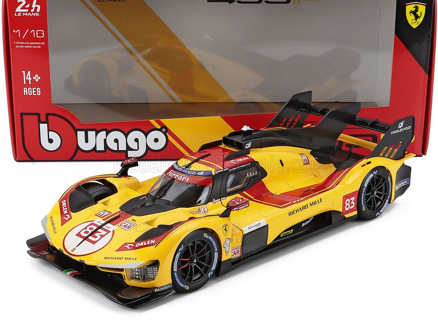1:18 Bburago - Ferrari 499P 3.0L Turbo V6 Team AF Corse #83 Winner 24h Le Mans 2025 R. Kubica - P. Hanson - Y. Ye