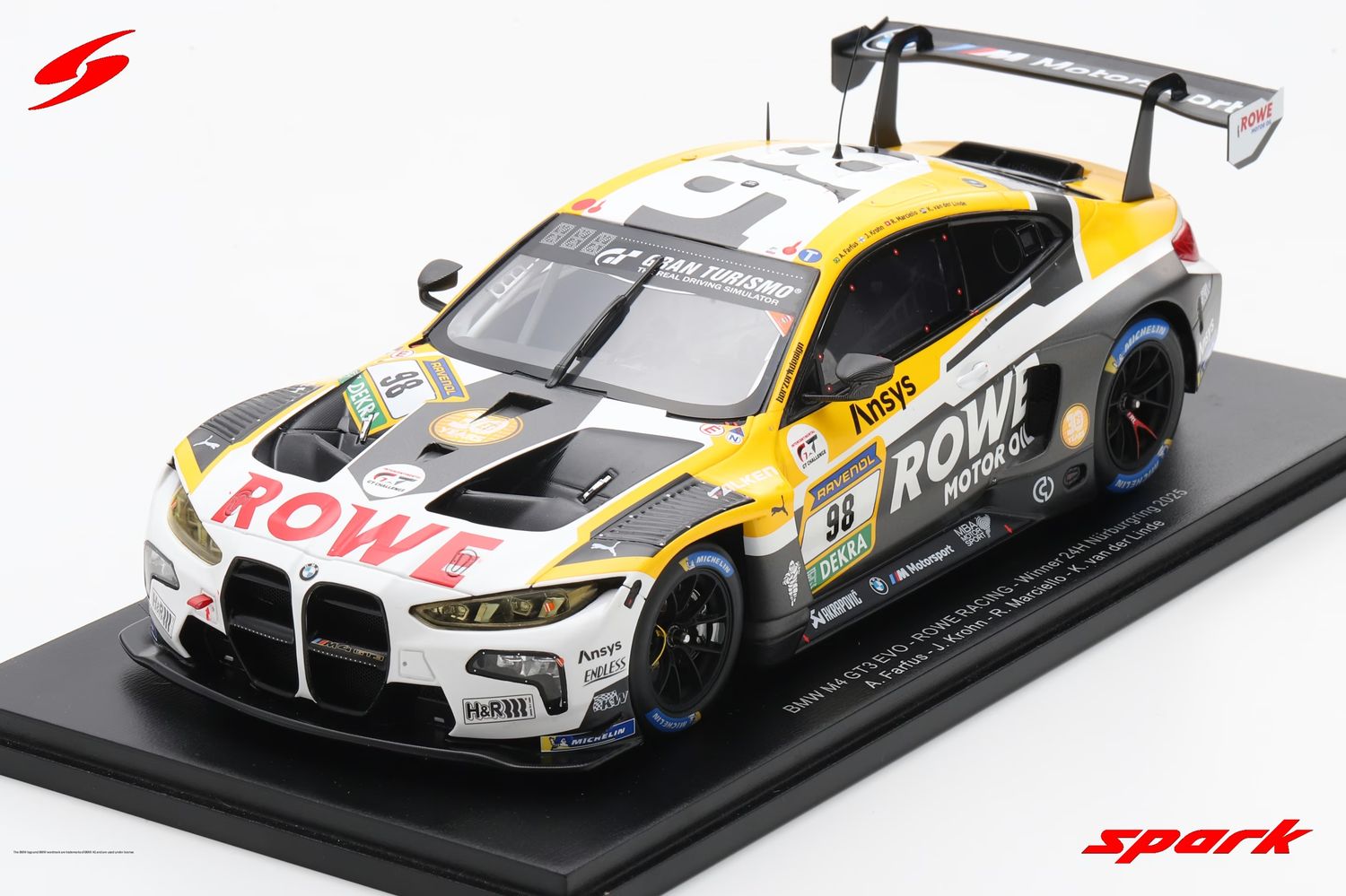 1:18 Spark - BMW M4 GT3 EVO No.98 ROWE RACING Winner 24H Nürburgring 2025 A. Farfus - J. Krohn - R. Marciello - K. van der Linde