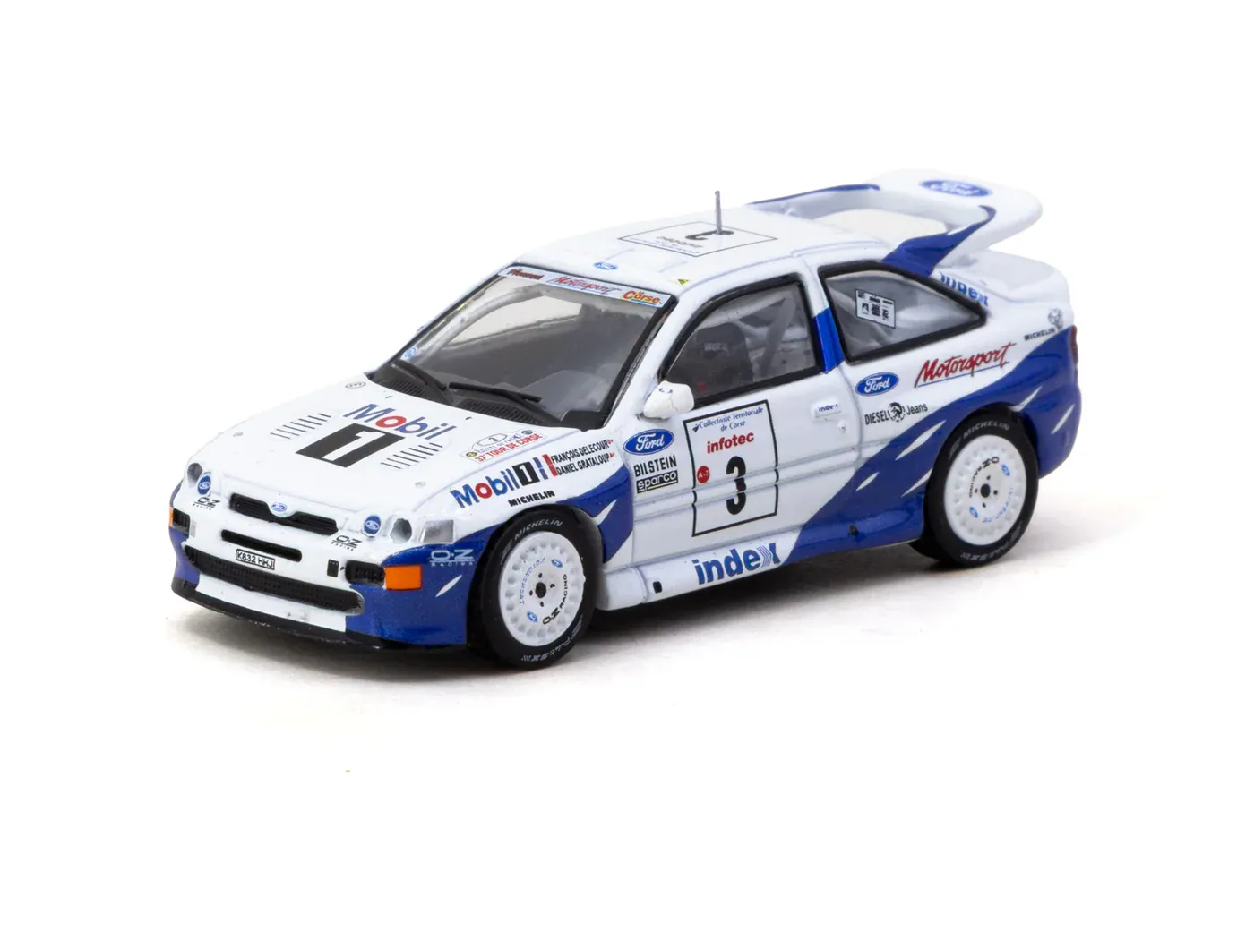 1:64 Tarmac - 1993 Ford Escort RS Cosworth #3 François Delecour/Daniel Grataloup Tour de Corse Rallye de France Winner 1:64 Tarmac - 1993 Ford Escort RS Cosworth #3 François Delecour/Daniel Grataloup Tour de Corse Rallye de France Winner