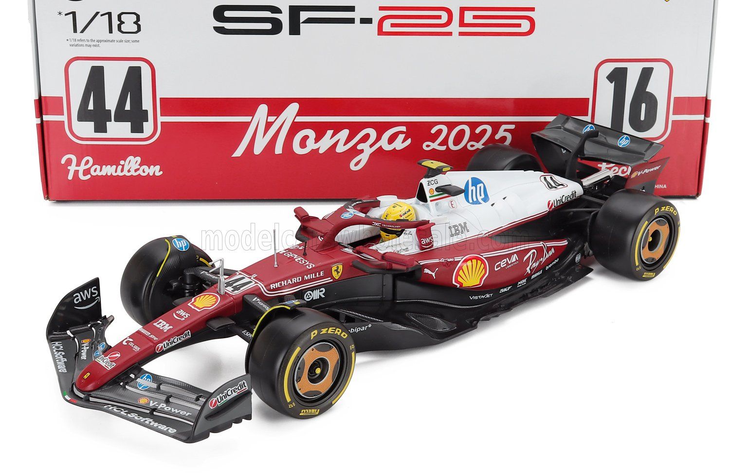 1:18 Bburago - Ferrari F1 SF-25 Team Scuderia Ferrari HP #44 Monza GP 2025 L. Hamilton *Niki Lauda 50th Anniversary World Champion* 1:18 Bburago - Ferrari F1 SF-25 Team Scuderia Ferrari HP #44 Monza GP 2025 L. Hamilton *Niki Lauda 50th Anniversary World Champion*