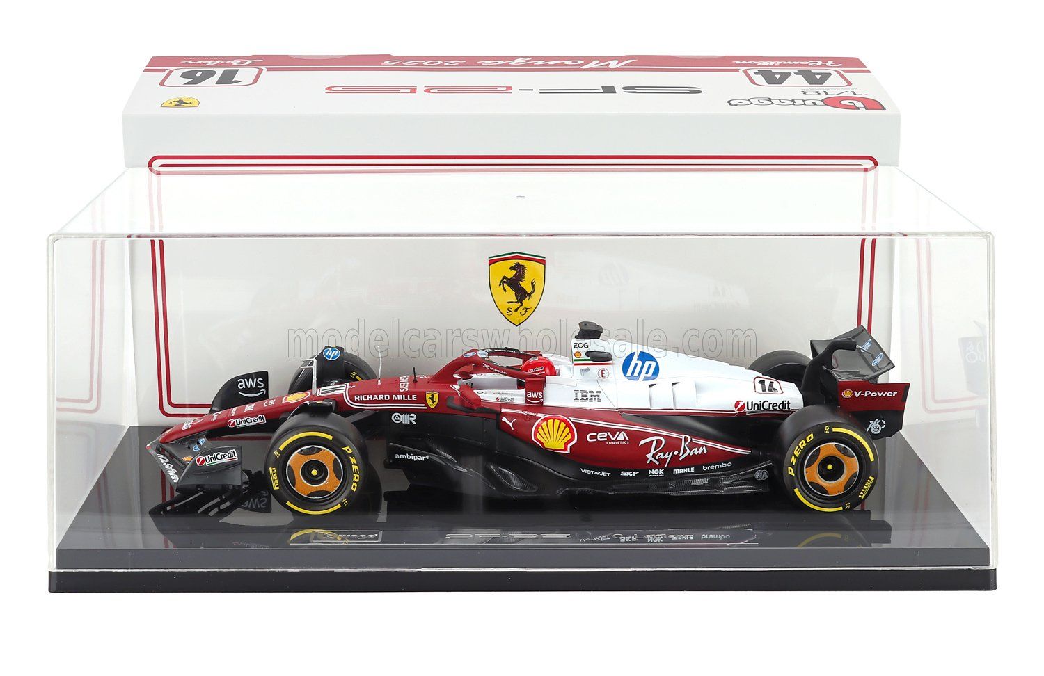 1:18 Bburago - Ferrari F1 SF-25 Team Scuderia Ferrari HP #16 Monza GP 2025 C. Leclerc *Niki Lauda 50th Anniversary World Champion* *Mit Vitrine* 1:18 Bburago - Ferrari F1 SF-25 Team Scuderia Ferrari HP #16 Monza GP 2025 C. Leclerc *Niki Lauda 50th Anniversary World Champion* *Mit Vitrine*