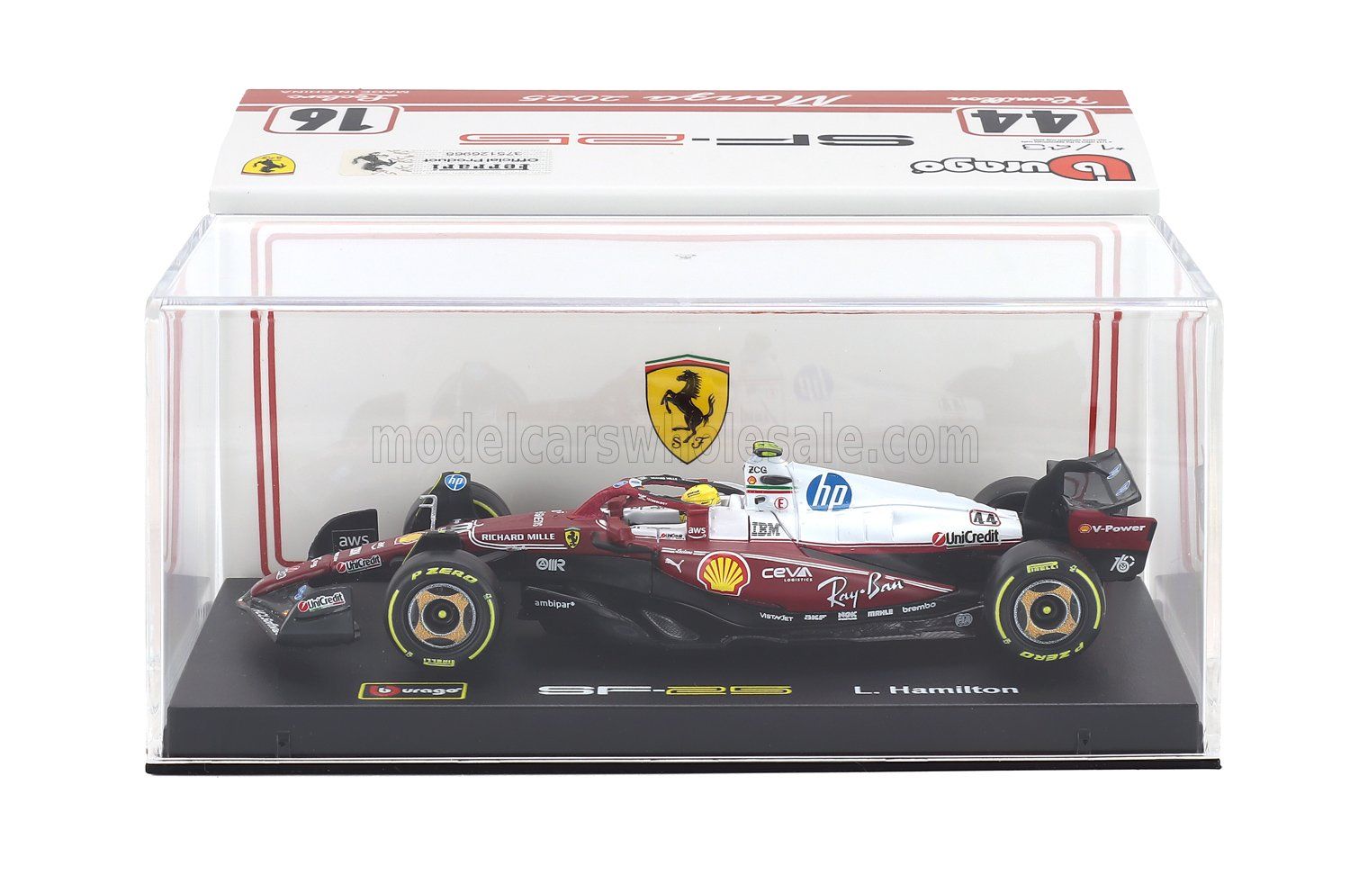 1:43 Bburago - Ferrari F1 SF-25 Team Scuderia Ferrari HP #44 Monza GP 2025 L. Hamilton *Niki Lauda 50th Anniversary World Champion* *Mit Vitrine* 1:43 Bburago - Ferrari F1 SF-25 Team Scuderia Ferrari HP #44 Monza GP 2025 L. Hamilton *Niki Lauda 50th Anniversary World Champion* *Mit Vitrine*