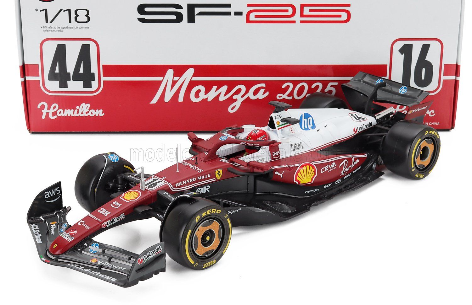 1:18 Bburago - Ferrari F1 SF-25 Team Scuderia Ferrari HP #16 Monza GP 2025 C. Leclerc *Niki Lauda 50th Anniversary World Champion* 1:18 Bburago - Ferrari F1 SF-25 Team Scuderia Ferrari HP #16 Monza GP 2025 C. Leclerc *Niki Lauda 50th Anniversary World Champion*