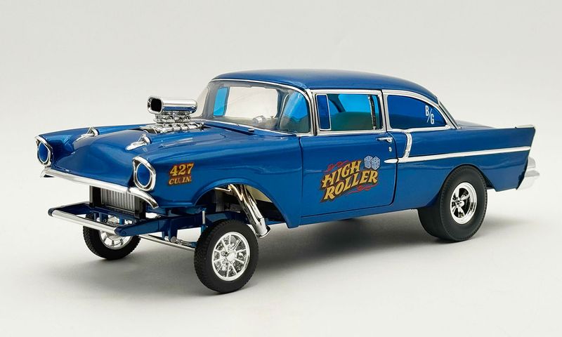 1:18 ACME - 1957 Chevrolet Bel Air 150 Gasser - High Roller Metallic Blue 1:18 ACME - 1957 Chevrolet Bel Air 150 Gasser - High Roller Metallic Blue