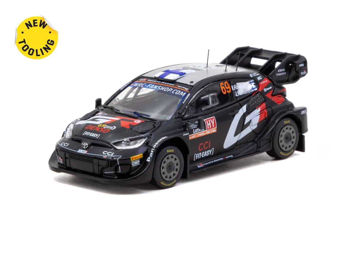 1:64 Tarmac - 2024 Toyota GR YARIS Rally1 HYBRID Kalle Rovanperä/Jonne Halttunen Rally Latvia Winner 1:64 Tarmac - 2024 Toyota GR YARIS Rally1 HYBRID Kalle Rovanperä/Jonne Halttunen Rally Latvia Winner