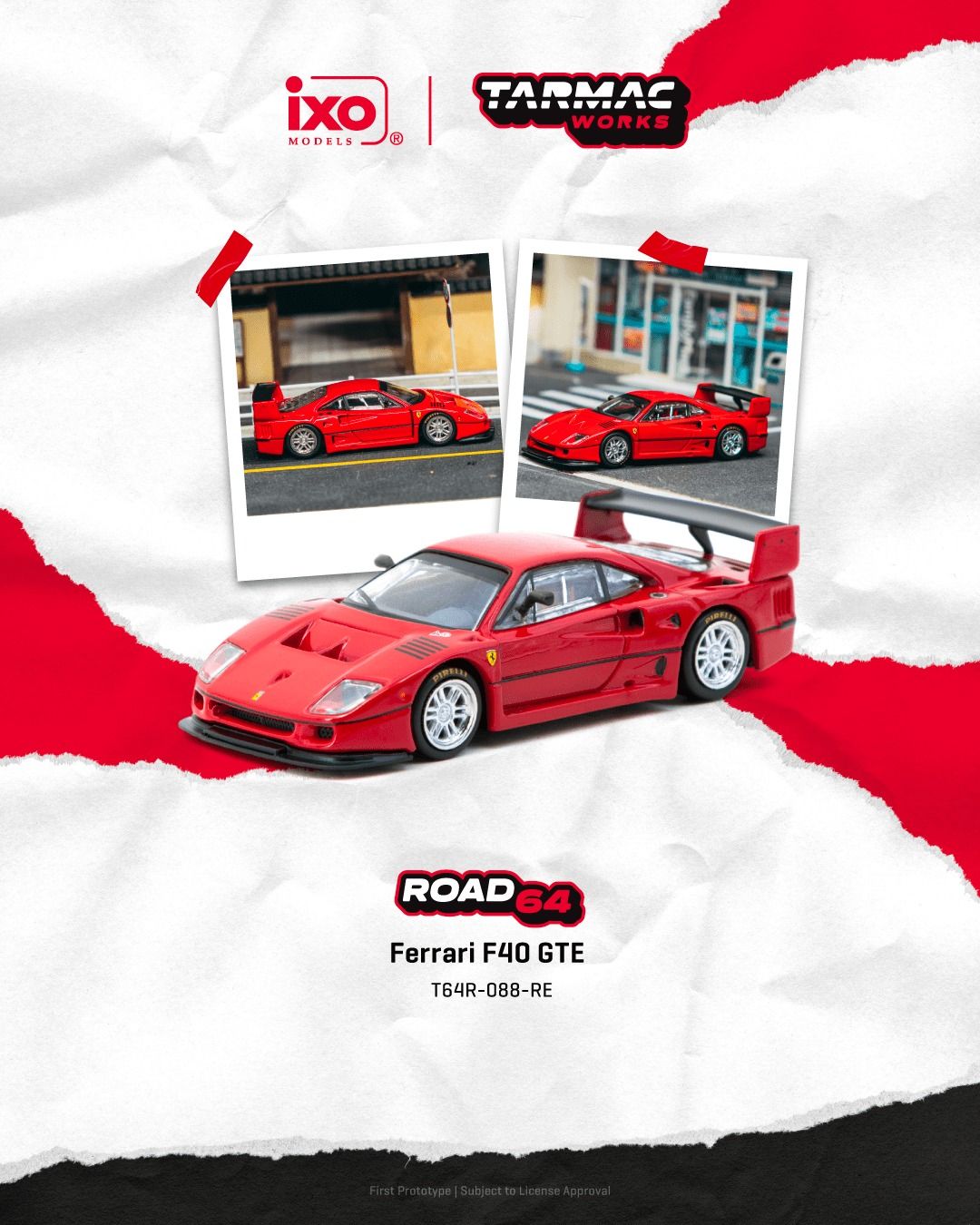 1:64 Tarmac - Ferrari F40 GTE, red