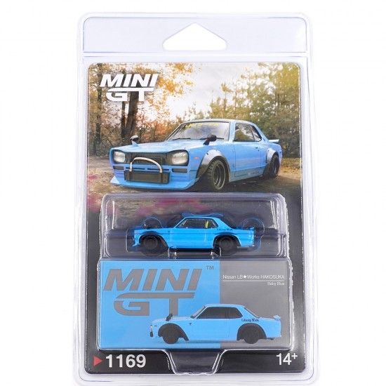 1:64 Mini GT - 2015 Nissan Hakosuka *Nissan LB Works Hakosuka*, baby blue *Blister packaging* 1:64 Mini GT - 2015 Nissan Hakosuka *Nissan LB Works Hakosuka*, baby blue *Blister packaging*