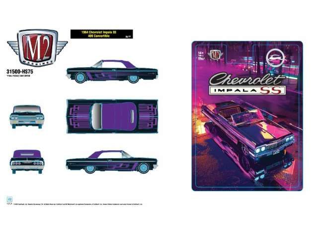 1:64 M2 Machines - 1964 Chevrolet Impala SS 409 Convertible, purple/black
