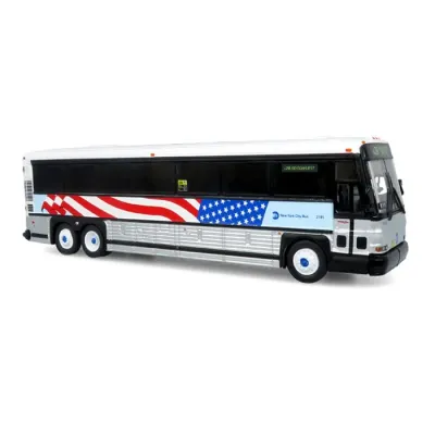 1:87 Iconic Replicas - 2001 MCI D4000 Coach: MTA New York City - 9/11 Memorial Bus *x28 Bensonhurst Cropsey Av* 1:87 Iconic Replicas - 2001 MCI D4000 Coach: MTA New York City - 9/11 Memorial Bus *x28 Bensonhurst Cropsey Av*