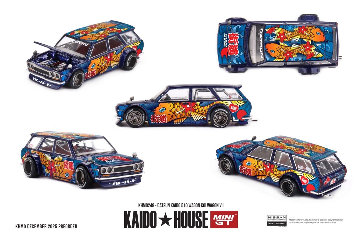 1:64 Mini GT - Datsun KAIDO 510 Wagon Koi Wagon V1 Blue