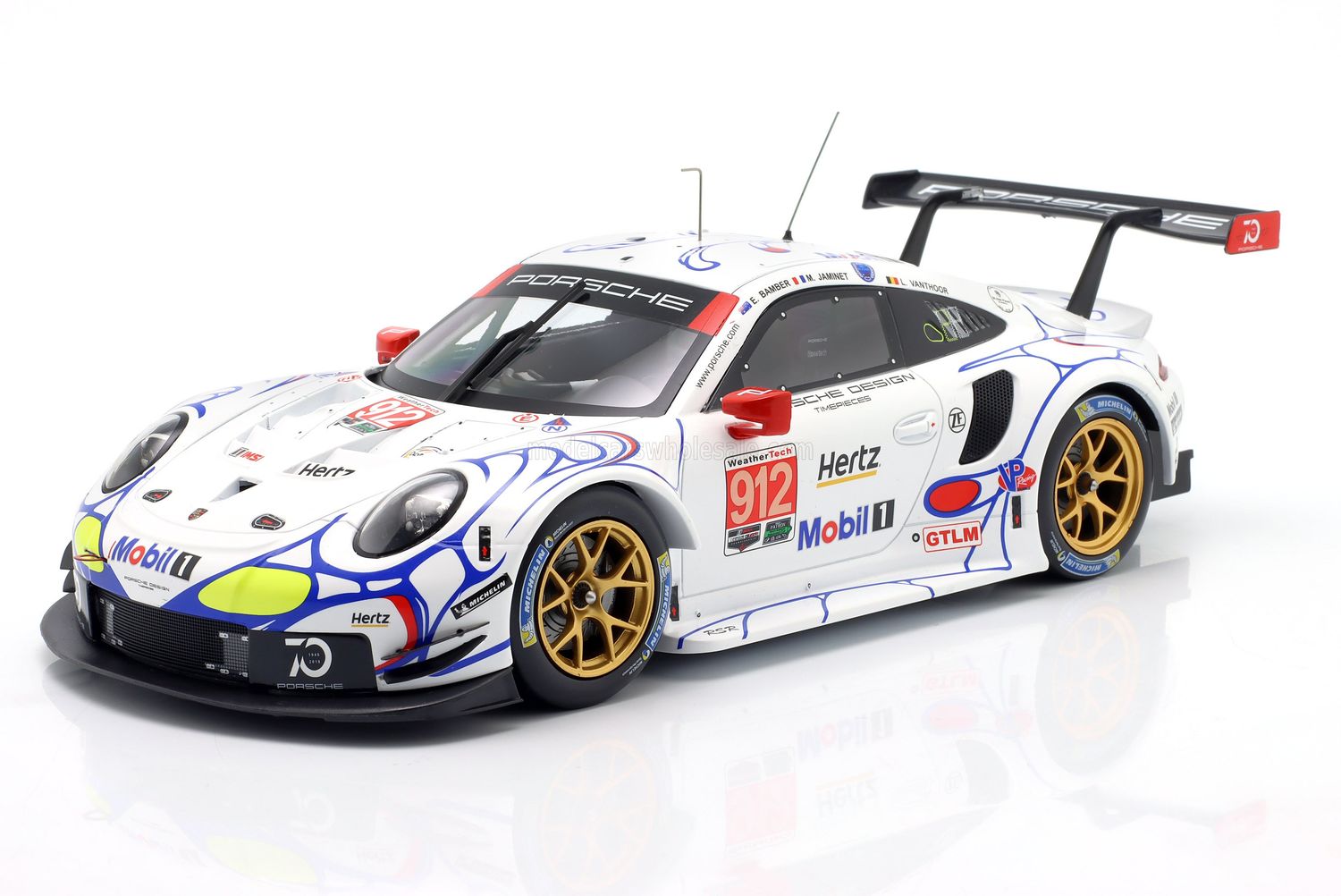 1:18 Ixo - Porshce 911 991 RSR Porsche GT Team #912 2nd GTLM-Class Petit Le Mans 2018 E. Bamber - L. Vanthoor - M. Jaminet