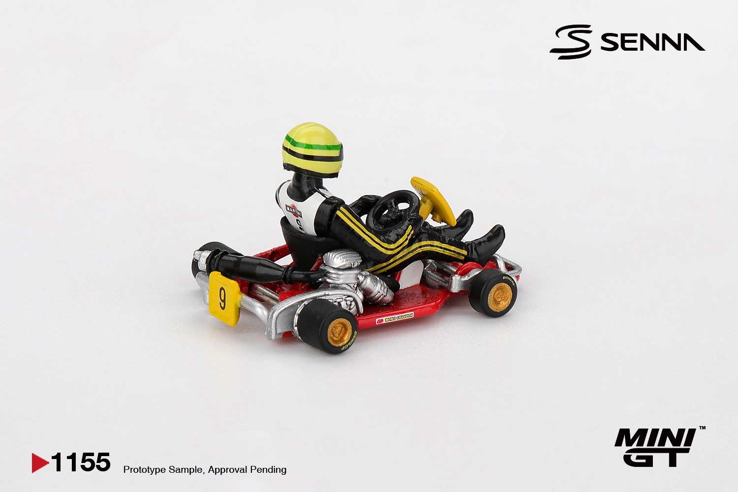 1:64 Mini GT - 1981 Senna Kart Formula K #9 Ayrton Senna Da Silva Karting World Championship