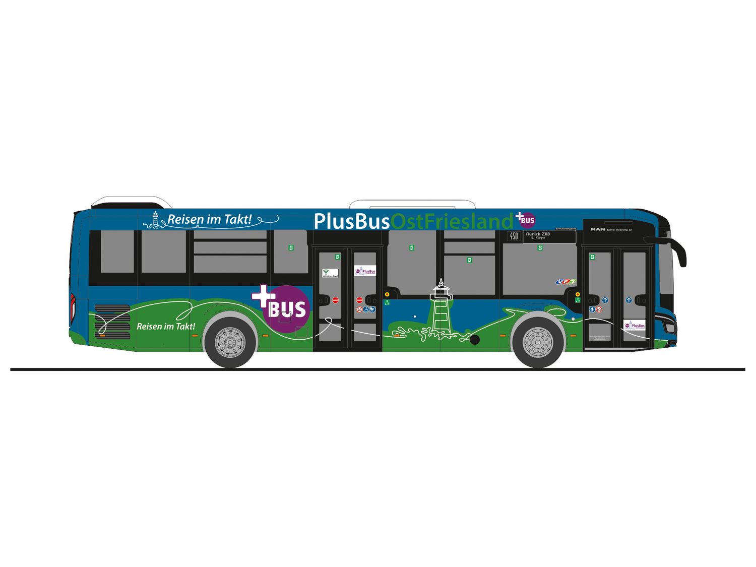 1:87 Rietze - MAN Lions Intercity LE, DB Weser-Ems-Bus - PlusBus OstFriesland