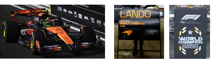 1:18 Spark - McLaren MCL39 No.4 3rd Abu Dhabi GP 2025 Lando Norris *F1 Drivers' World Champion 2025* (with pit board)