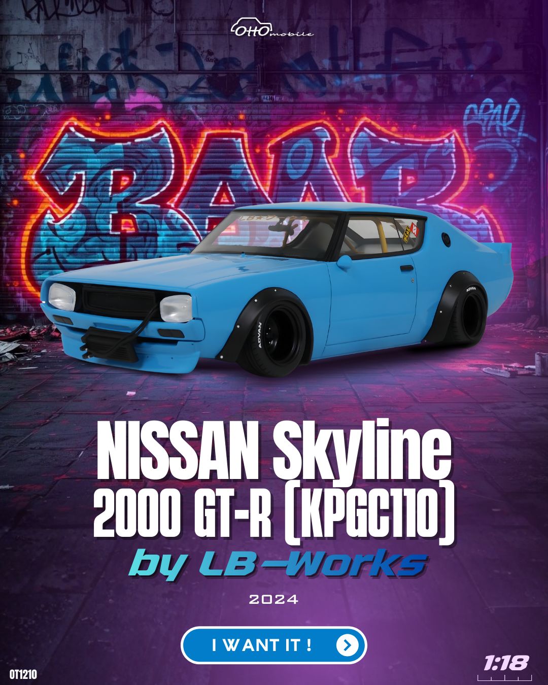 1:18 Otto Mobile - Nissan Skyline 2000 GT-R (KPGC110) by LB-Works (2024)