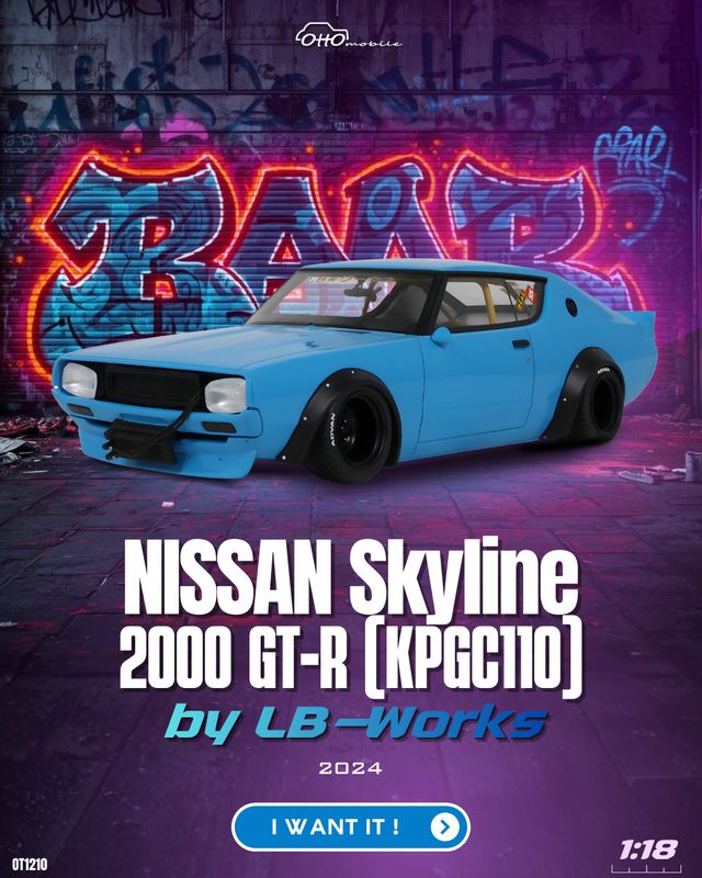 1:18 Otto Mobile - Nissan Skyline 2000 GT-R (KPGC110) by LB-Works (2024) 1:18 Otto Mobile - Nissan Skyline 2000 GT-R (KPGC110) by LB-Works (2024)