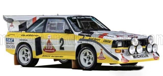 1:24 Bburago - Audi Quattro S1 E2 Team HB International #2 Rally 1985 H. Mikkola - A. Hertz