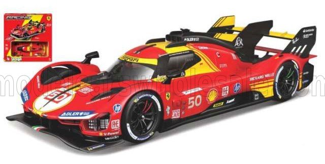 1:24 Bburago - Ferrari 499P 3.0L Turbo V6 Team AF Corse #50 Winner 24h le Mans 2024 A. Fuoco - M. Molina - N. Nielson *Bausatz*