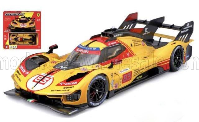 1:24 Bburago - Ferrari 499P 3.0L Turbo V6 Team AF Corse #83 24h Le Mans 2024 R. Kubica - R. Shwarzmann - Y. Ye *Bausatz*