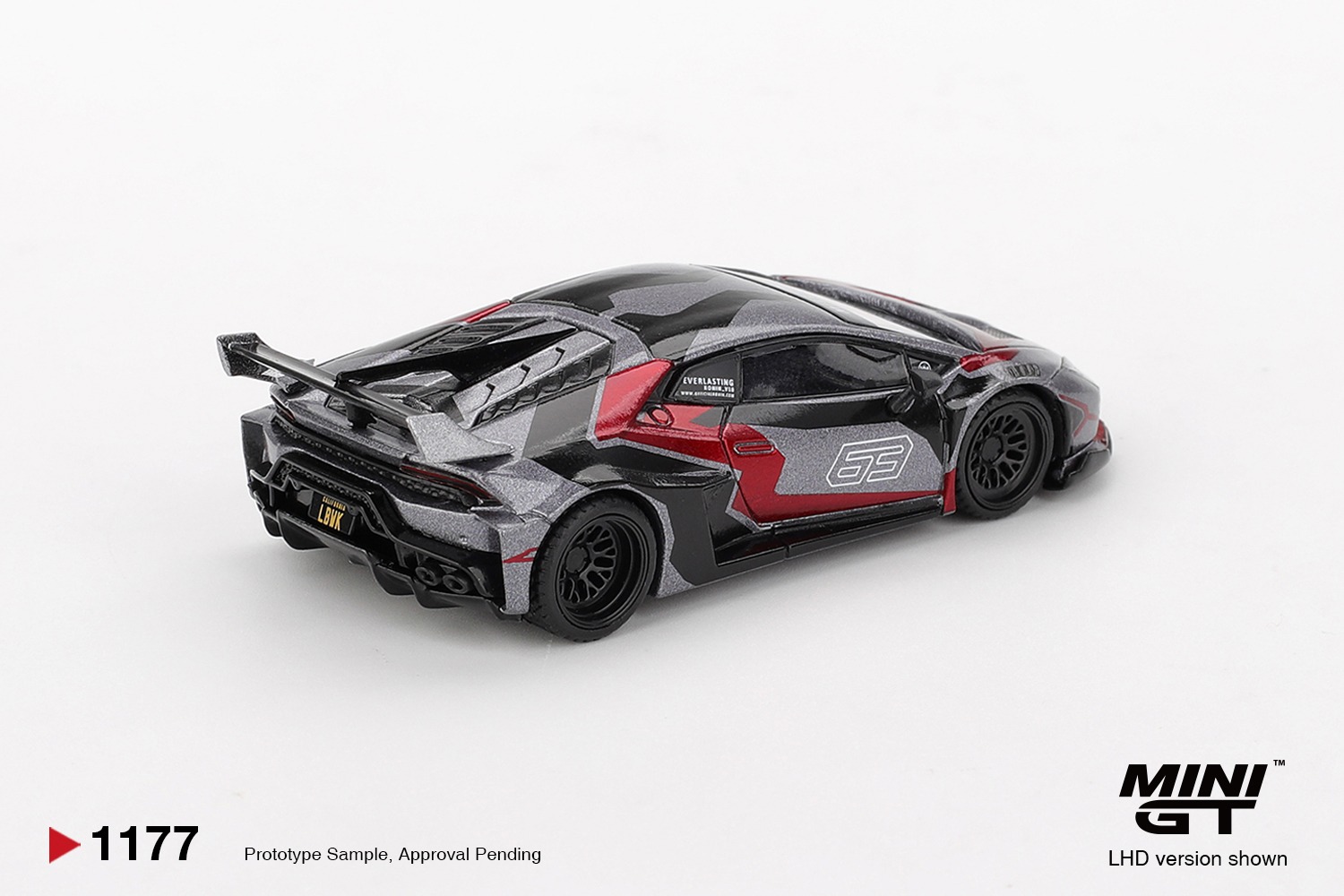 1:64 Mini GT - 2025 Lamborghini Huracan GT Ronin, grey/red *Blister packaging*