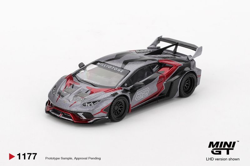 1:64 Mini GT - 2025 Lamborghini Huracan GT Ronin, grey/red 1:64 Mini GT - 2025 Lamborghini Huracan GT Ronin, grey/red