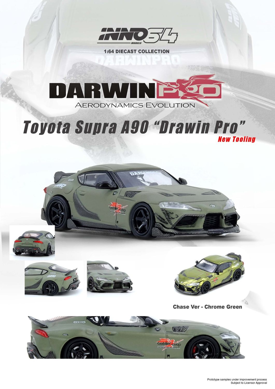 1:64 Inno64 - Toyota Supra A90 DARWIN PRO, matt green