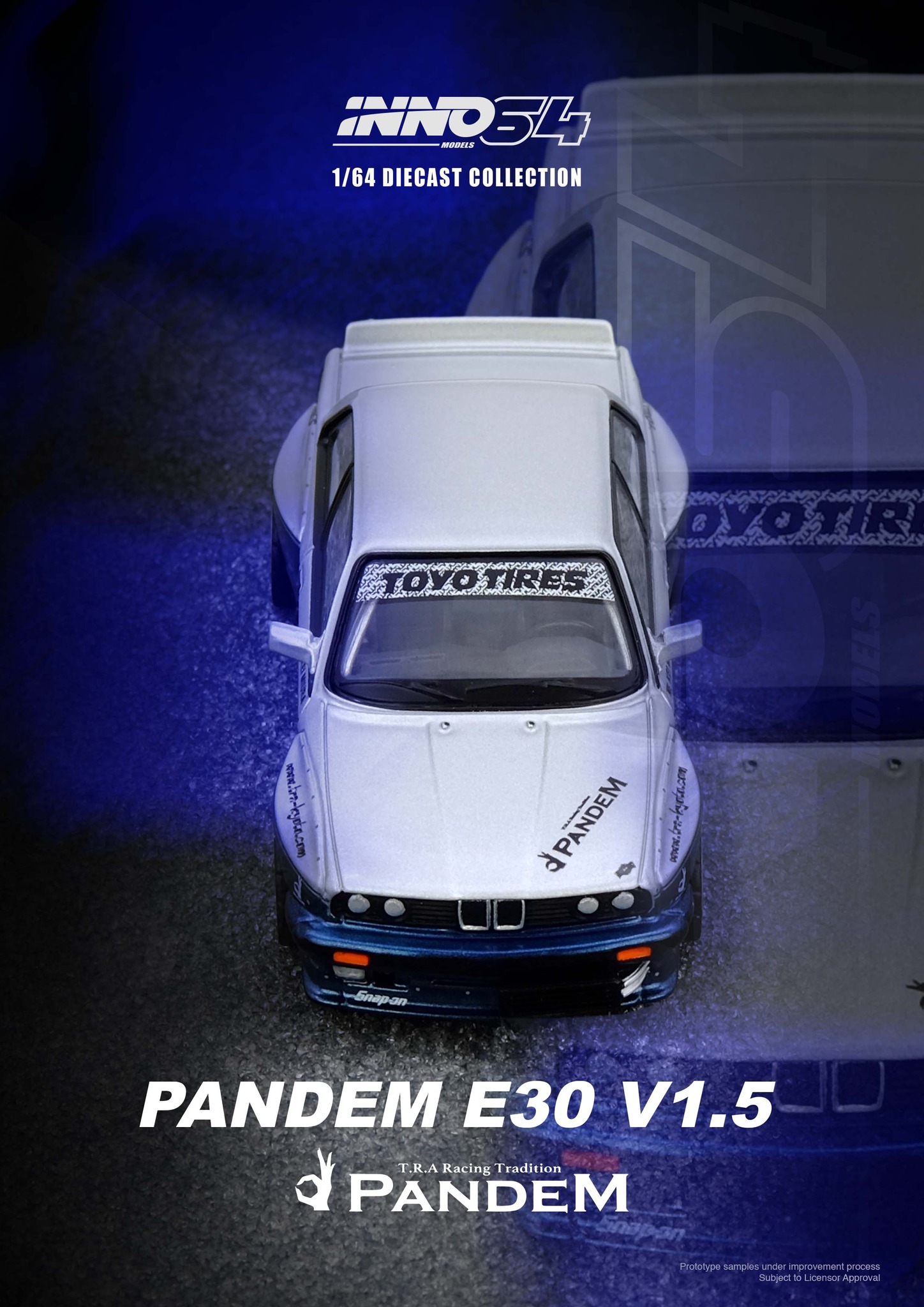 1:64 Inno64 - Pandem E30 M3, silver/blue