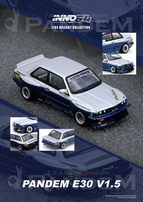1:64 Inno64 - Pandem E30 M3, silver/blue 1:64 Inno64 - Pandem E30 M3, silver/blue