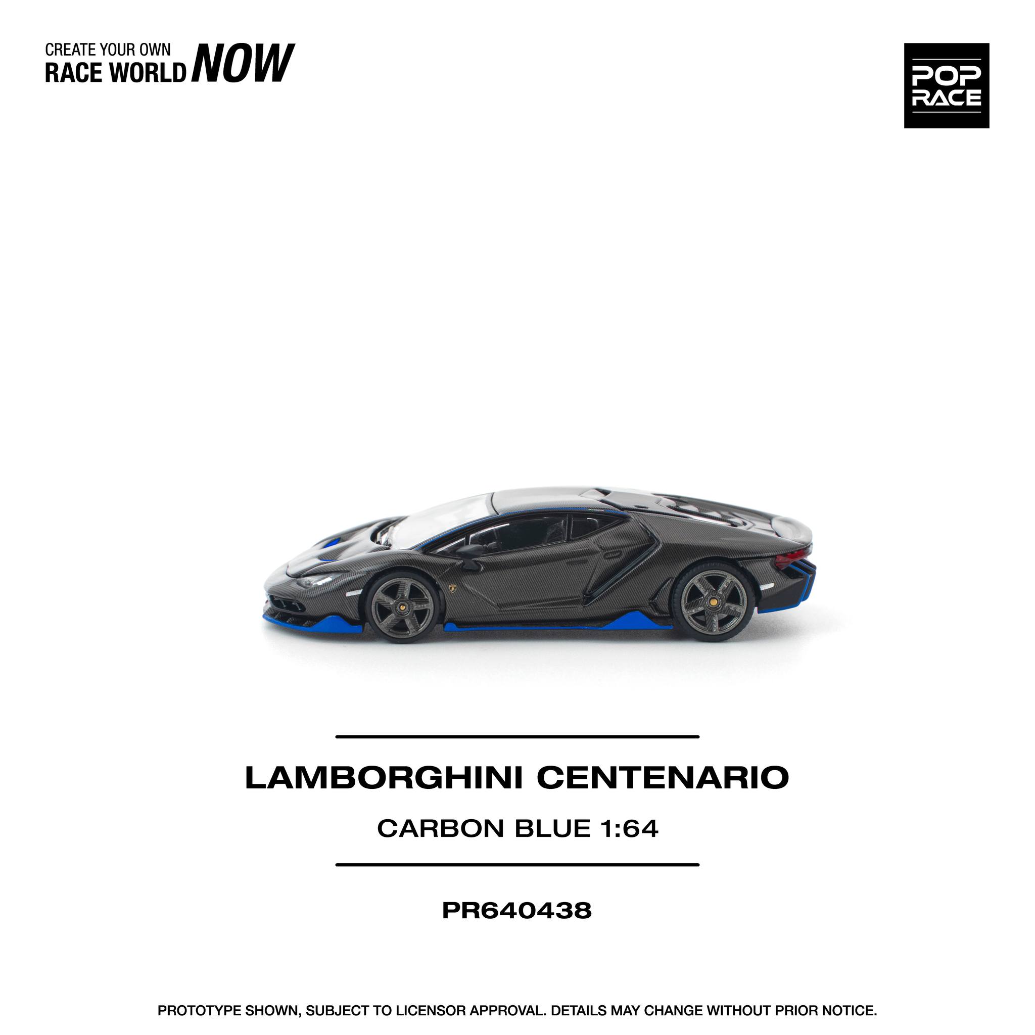 1:64 Pop Race Limited - Lamborghini Centenario, carbon/blue