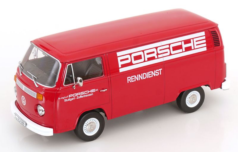 1:18 KK Scale - VW T2b Kastenwagen Porsche Renndienst 1972 rot 1:18 KK Scale - VW T2b Kastenwagen Porsche Renndienst 1972 rot