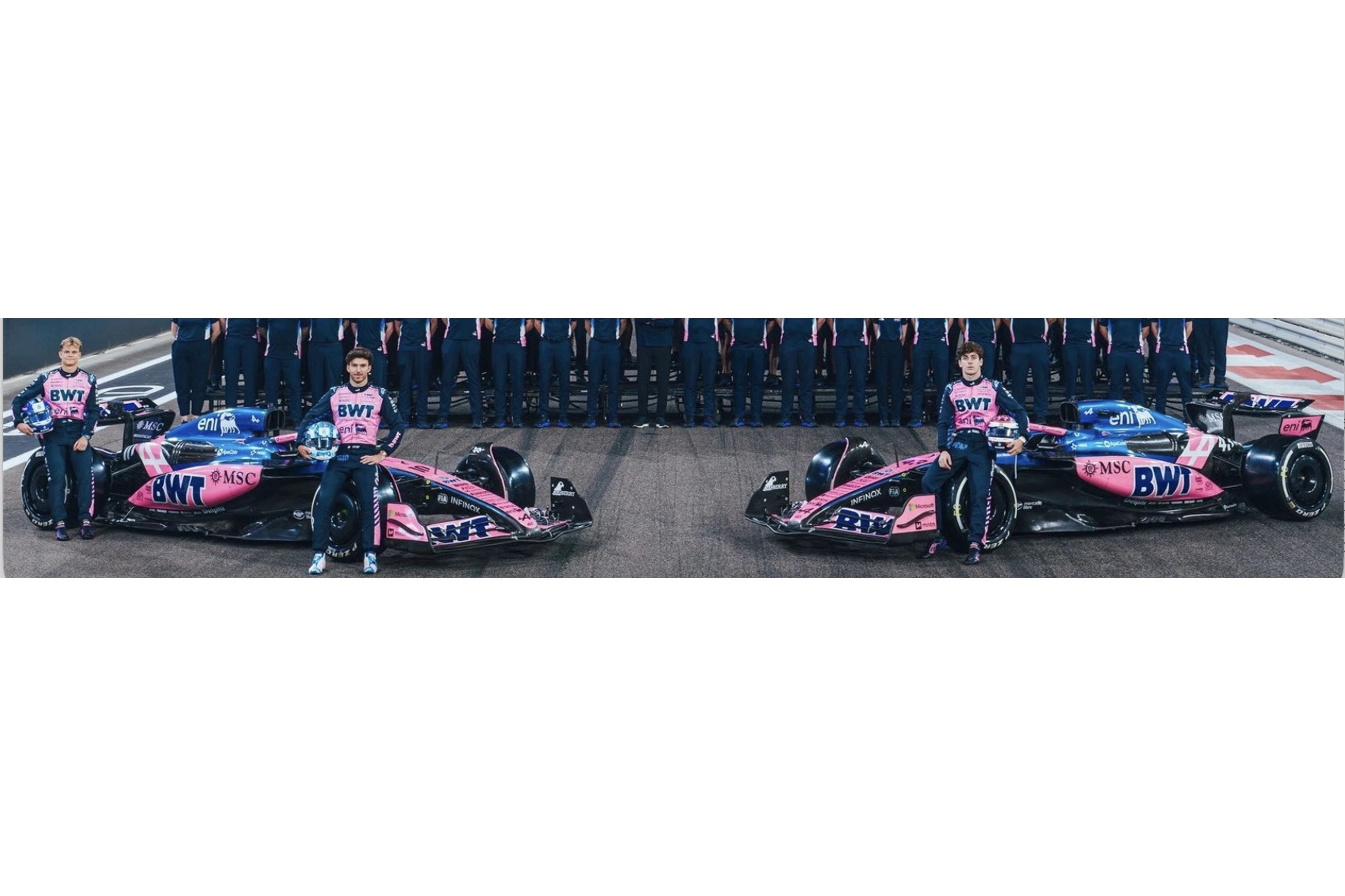 1:64 Spark - BWT Alpine Formula One Team A525 Abu Dhabi GP 2025 Pierre Gasly & Franco Colapinto Merci, Viry