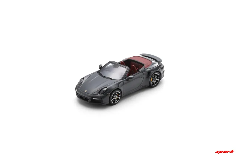 1:43 Spark - Porsche 911 Turbo S (992) Cabriolet - Agate Grey with Red Interior
