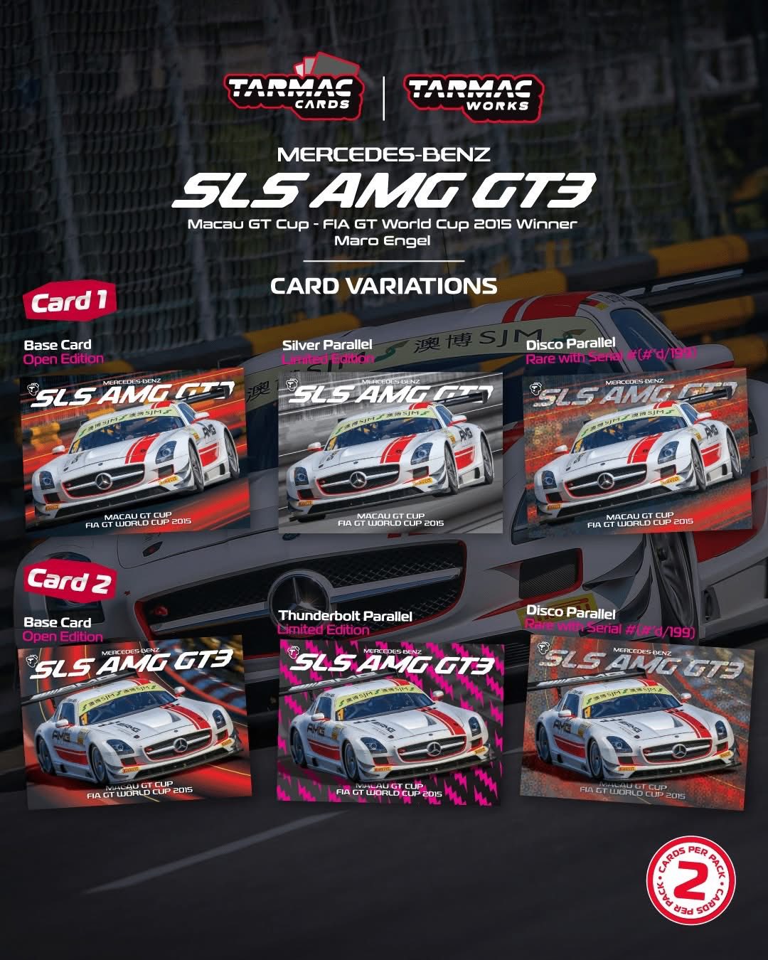 1:64 Tarmac - Mercedes-Benz SLS AMG GT3 Maro Engel Macau GT Cup - FIA GT World Cup Winner *Tarmac Cards*