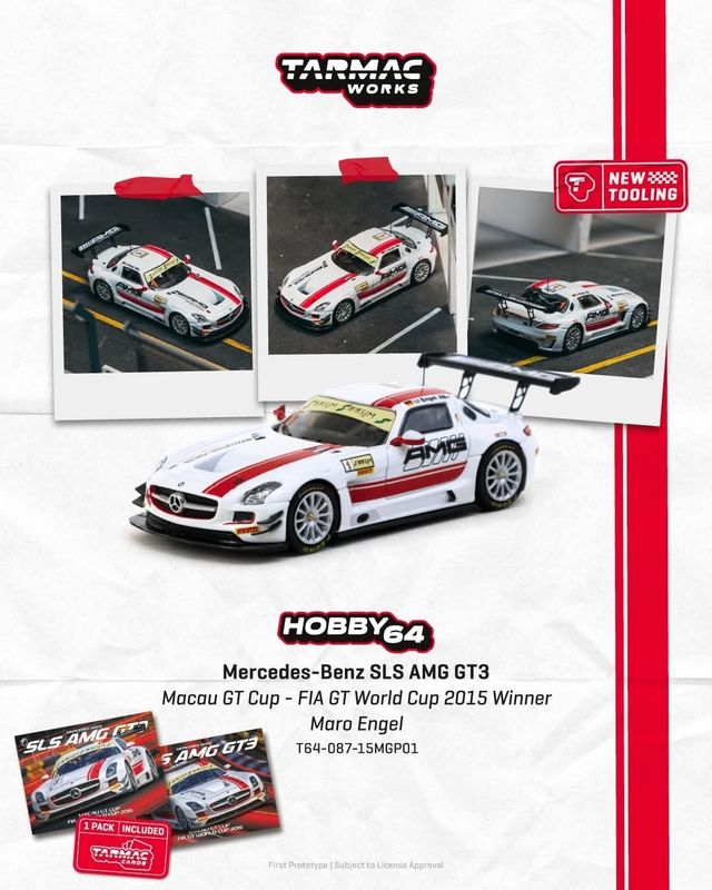 1:64 Tarmac - Mercedes-Benz SLS AMG GT3 Maro Engel Macau GT Cup - FIA GT World Cup Winner *Tarmac Cards*