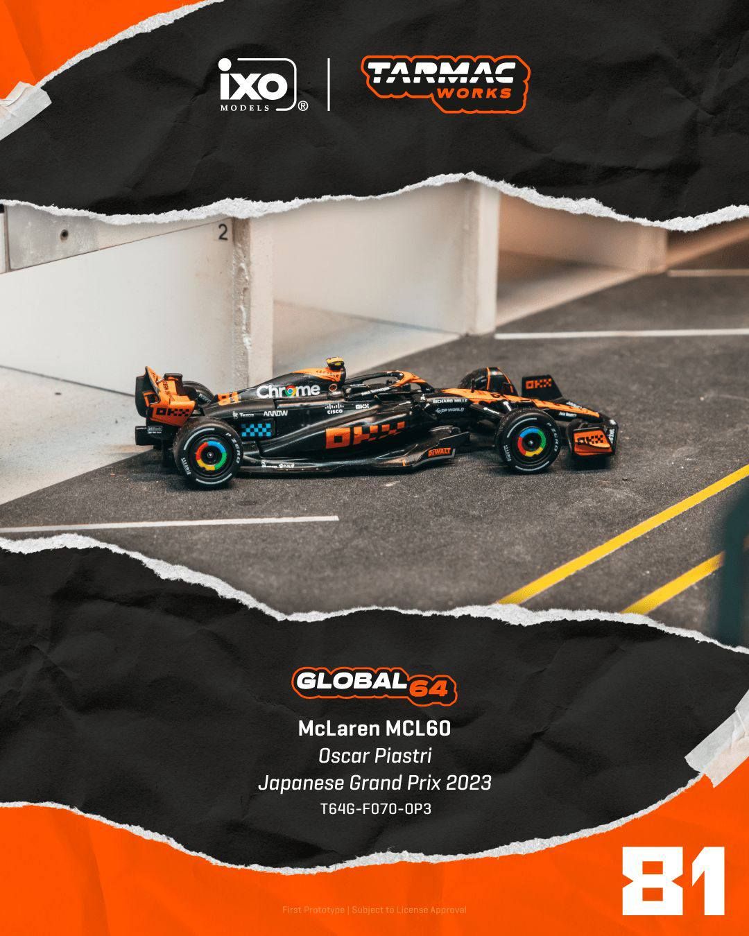 1:64 Tarmac - McLaren MCL60 Oscar Piastri Japanese Grand Prix 2023