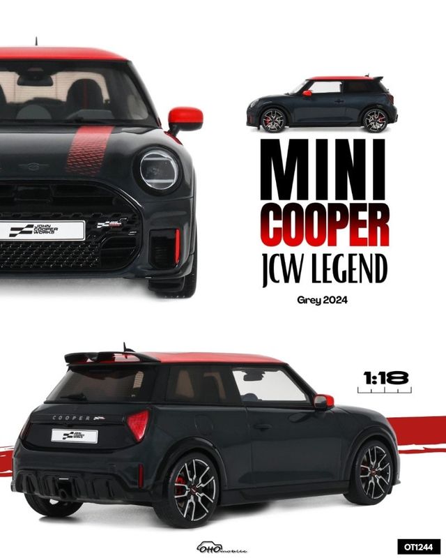 1:18 Otto Mobile - 2024 Mini Cooper John Works Dark Grey Metallic