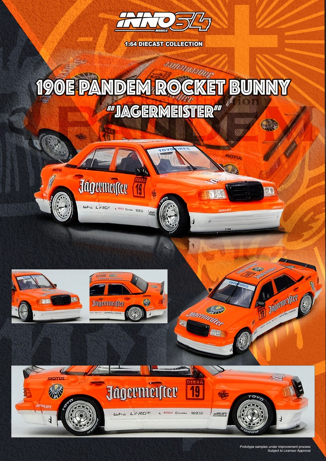 1:64 Inno64 - Rocket Bunny 190E Pandem Orange Jägermeister