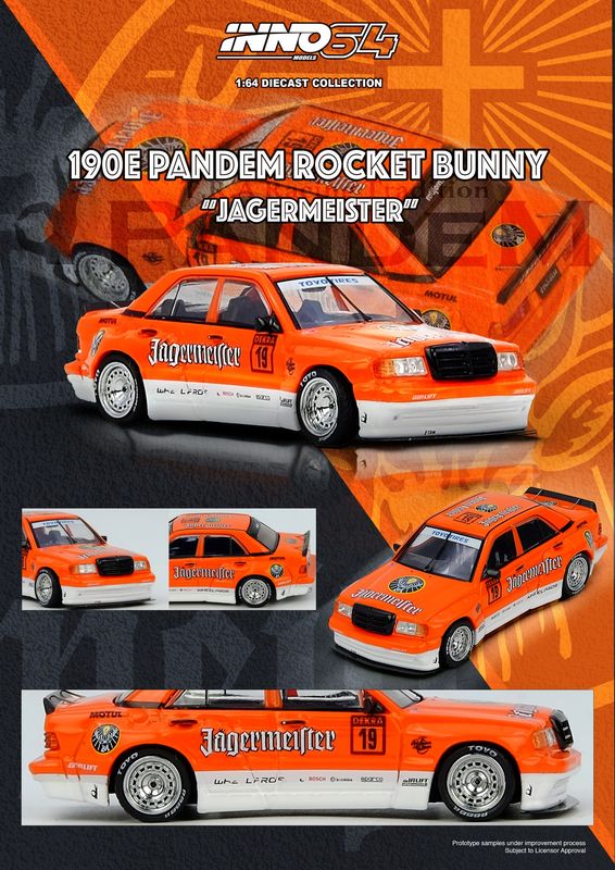1:64 Inno64 - Rocket Bunny 190E Pandem Orange Jägermeister