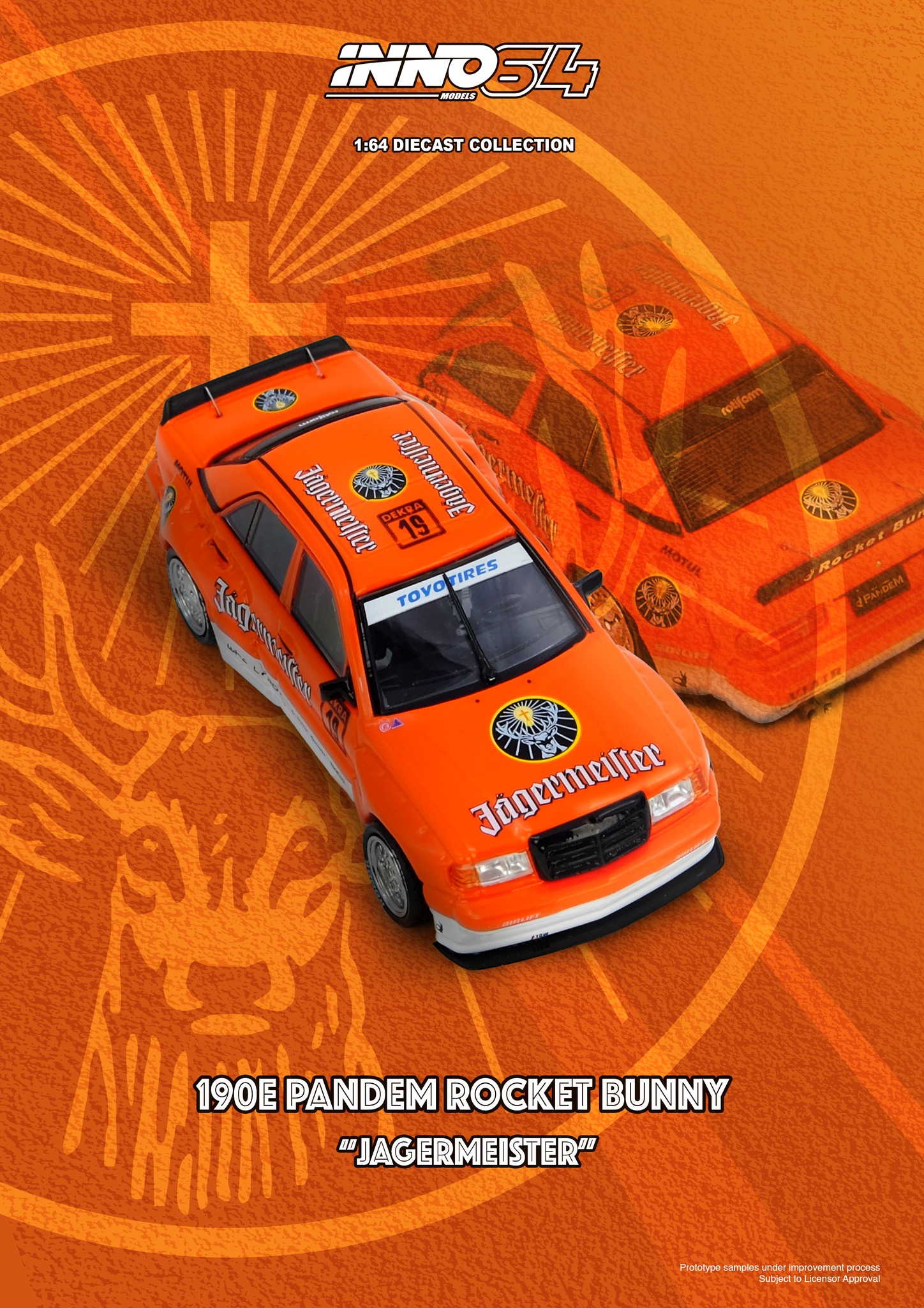 1:64 Inno64 - Rocket Bunny 190E Pandem Orange Jägermeister