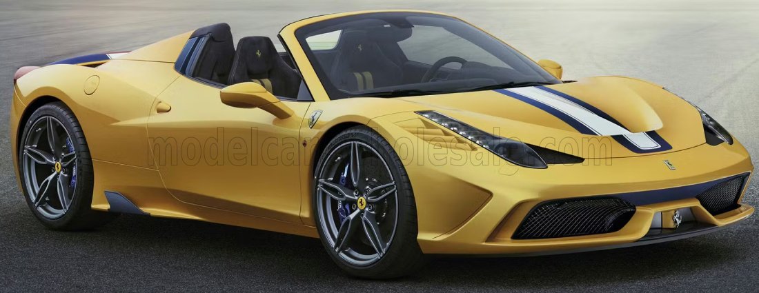 1:12 Looksmart - 2013 Ferrari 458 Speciale A Spider Giallo Tristrato