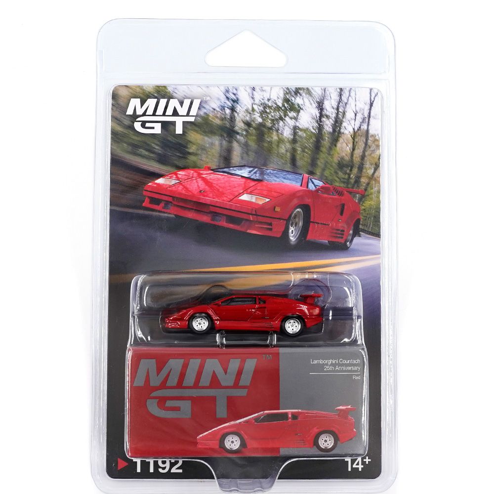 1:64 Mini GT - 1988 Lamborghini Countach 25th Anniversary, red *Blister packaging* 1:64 Mini GT - 1988 Lamborghini Countach 25th Anniversary, red *Blister packaging*
