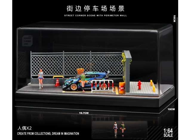1:64 Black Box Diorama (MoreArt) - Parking lot 04 with figure *Cars not included!*