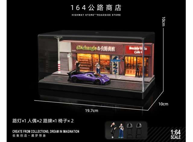 1:64 Black Box Diorama (MoreArt) - Street 12 with figure and accessory *Cars not included!*