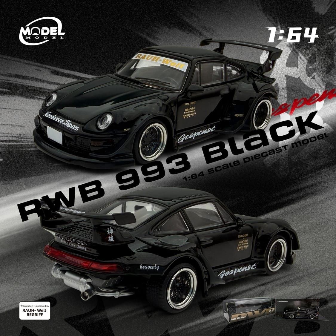 1:64 ModelModel - Porsche RWB 993, black
