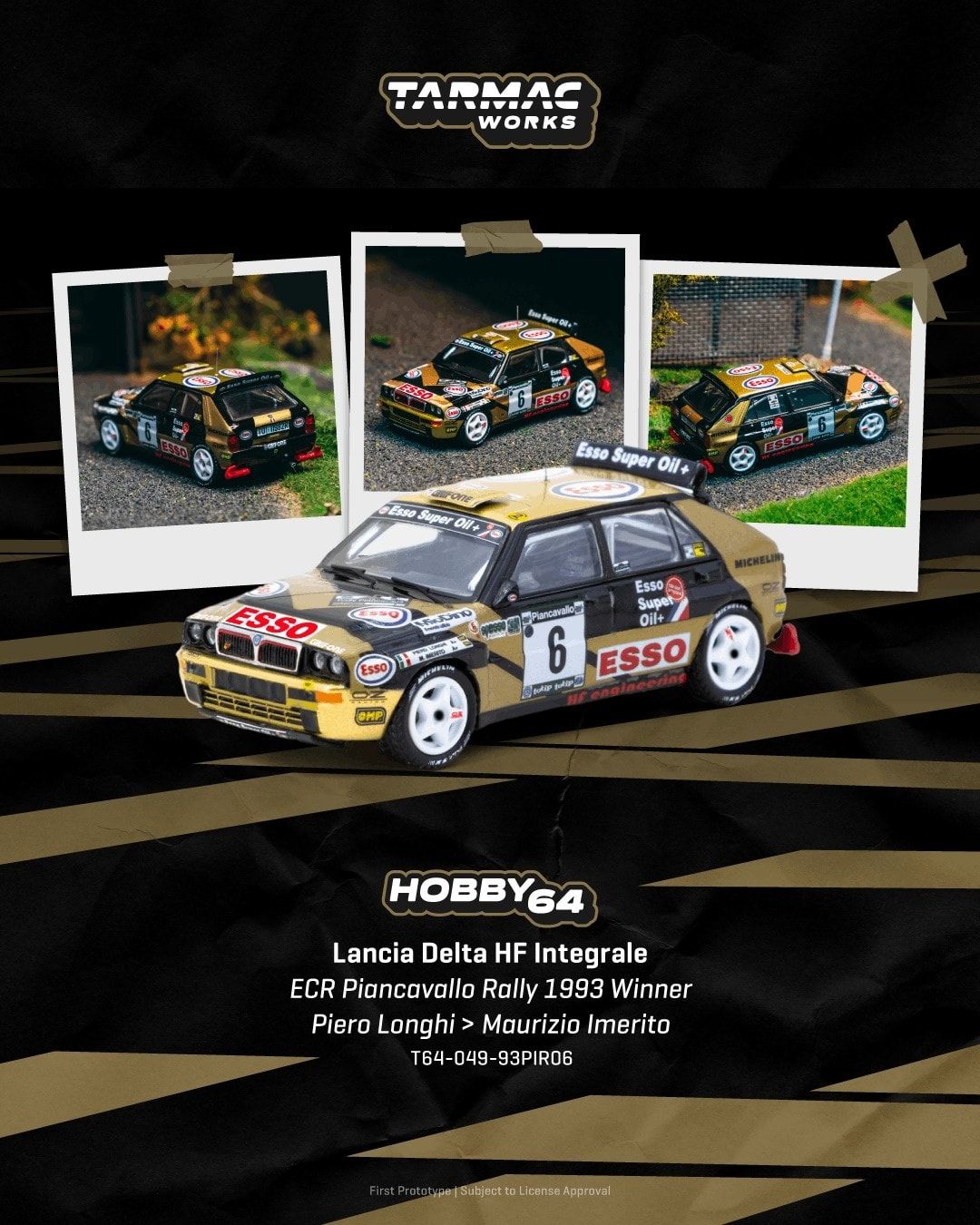 1:64 Tarmac - 1993 Lancia Delta HF Integrale #6 Piero Longhi ECR Piancavallo Rally Winner