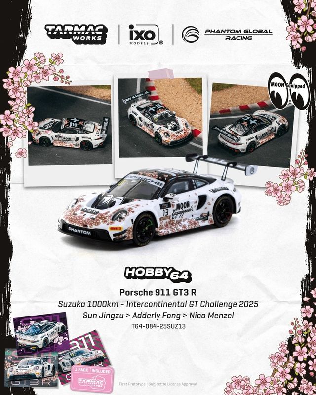 1:64 Tarmac - 2025 Porsche 911 (992) GT3 R #13 Suzuka 1000 km *Tarmac Cards*