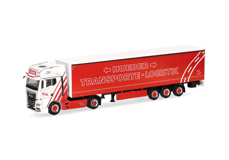 1:87 Herpa - MAN TGX GX Gardinenplanen-Sattelzug "Hueber Heideck"